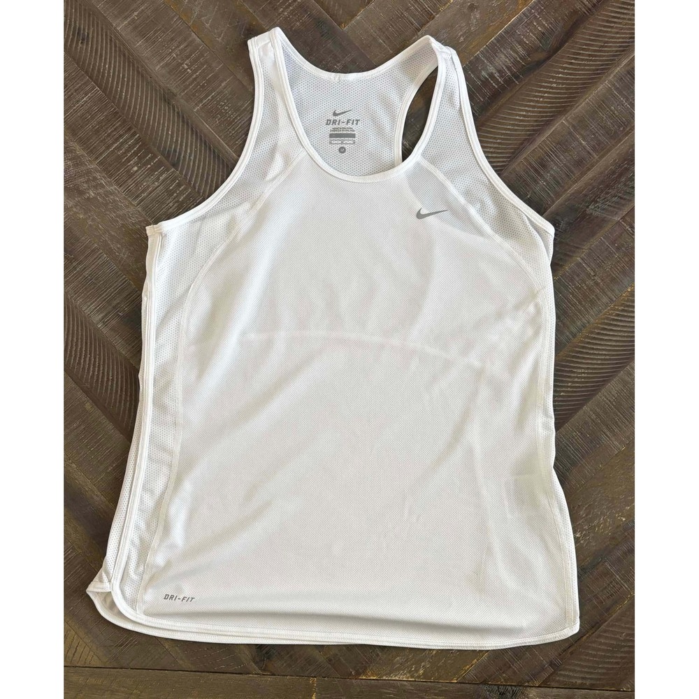 Nike Dri-FIT Womens White Racerback Running Training Tank Top Size M